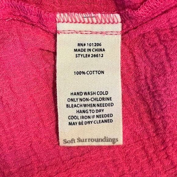 SOFT SURROUNDINGS Siesta Key Tunic Raspberry Daiquiri Pink Blouse Women’s Small - Picture 5 of 5